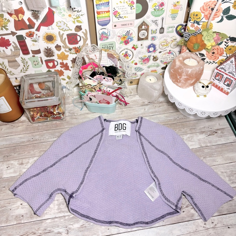 BDG Urban Outfitters Tammy Fitted Purple Cropped Shrug Cardigan Bolero UO Sz.XS